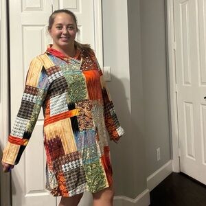 Orientique “Brahams” Patchwork Raised Neck Dress